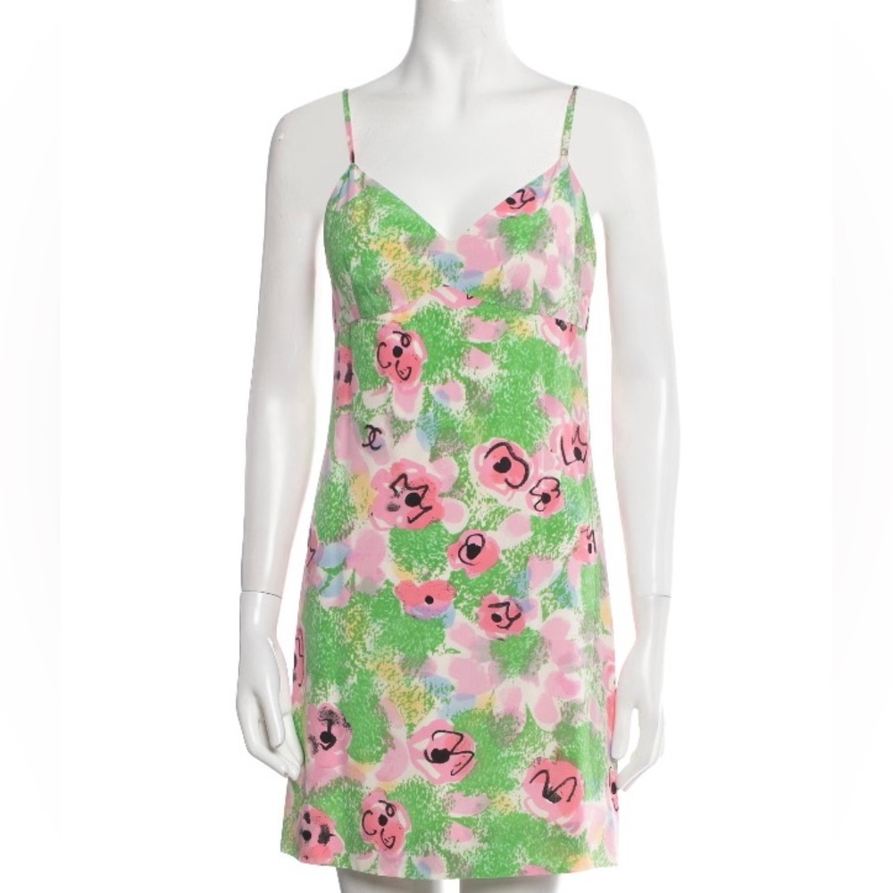 Chanel Spring 1997 vintage camellia print dress. Size EUR 42.